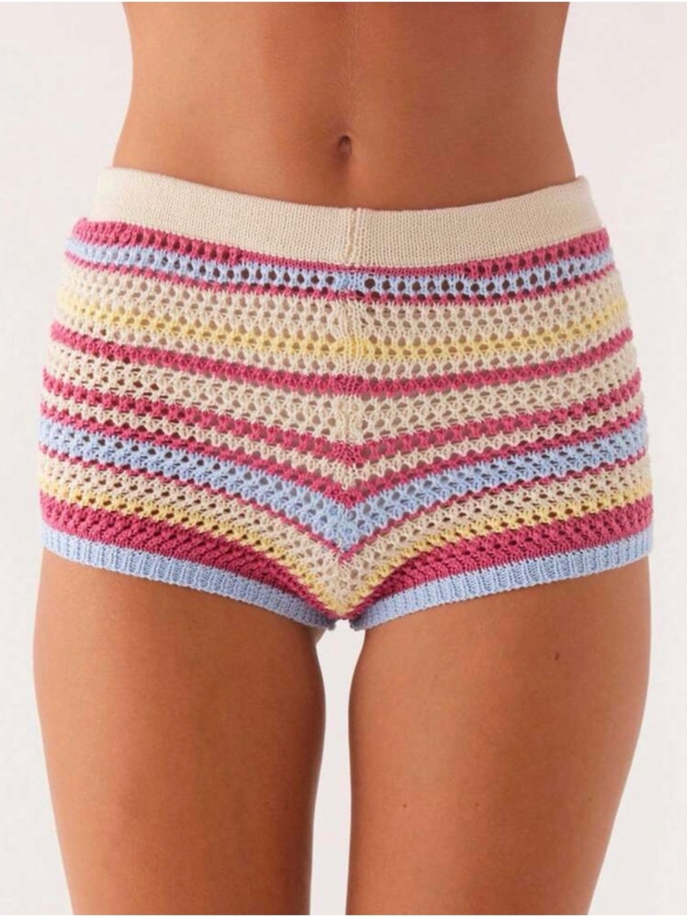 Striped Crochet Shorts